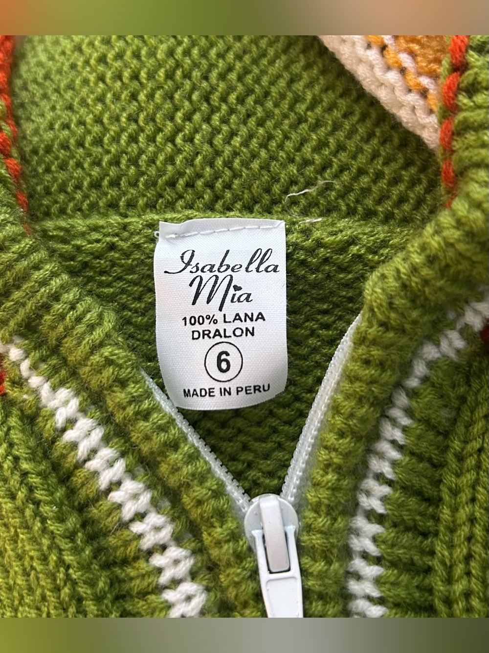 Kids Alpaca Cotton Knit unisex zip-up hoodie from Peru Sweater Jacket Size 6